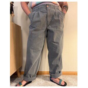 Vintage 90s Bugle Boy Relaxed Fit Dad Pleated Grey Cotton Cargo Pants Large